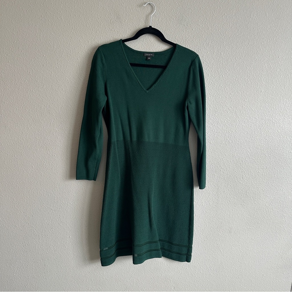 Ann Taylor Factory Green Sweater Long Sleeve Dress Medium